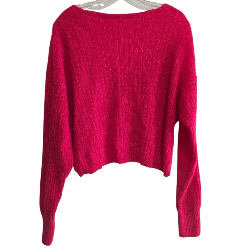 Free People Elias Cashmere Sweater in Hot Pink XS Soft Cozy V-neck - Picture 4 of 8